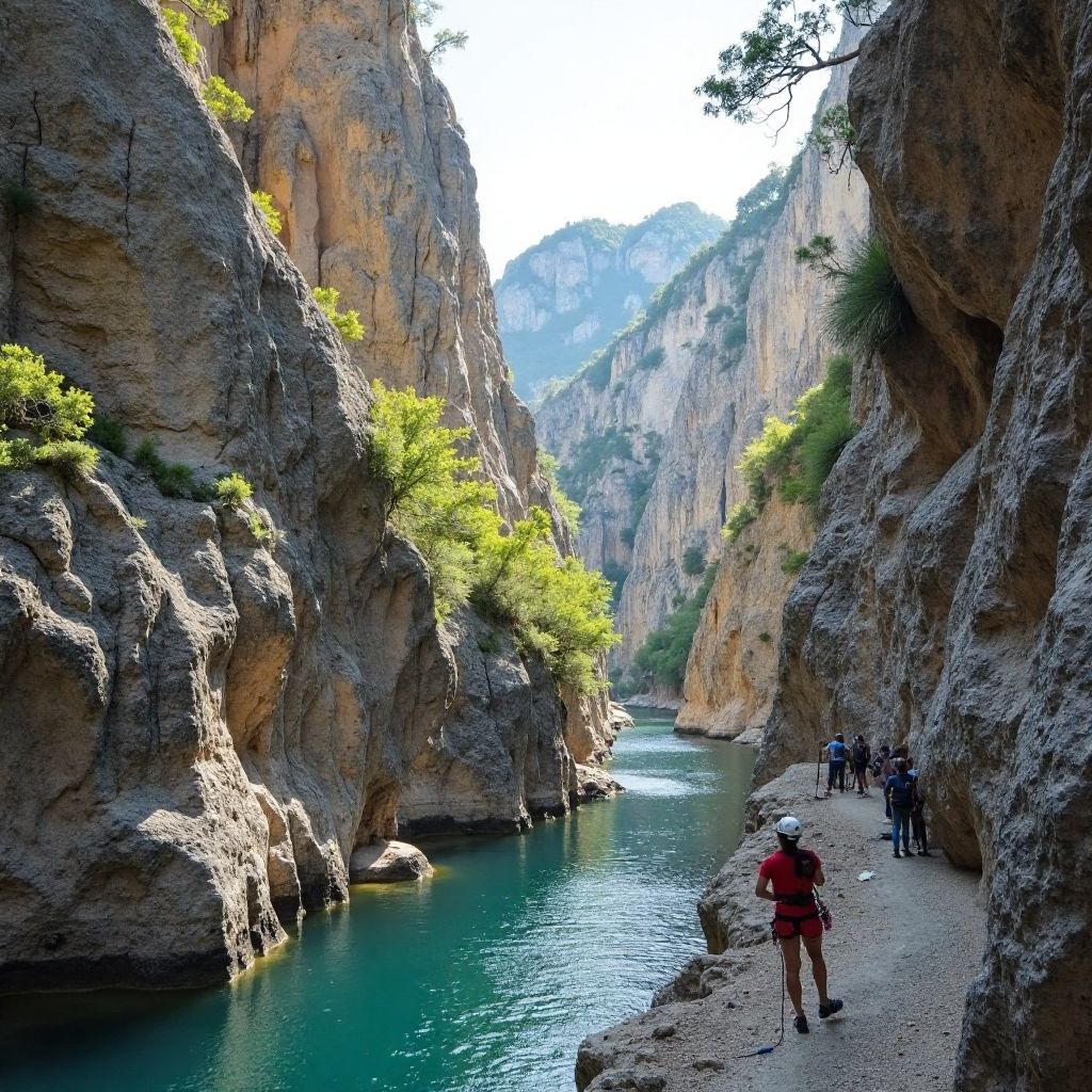 Gorges Verdon escalade groupe clients guidés falaises spectaculaires